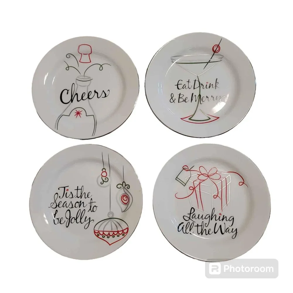 2009 St. Nicholas Square 4 Appetizer Plates Christmas Holiday